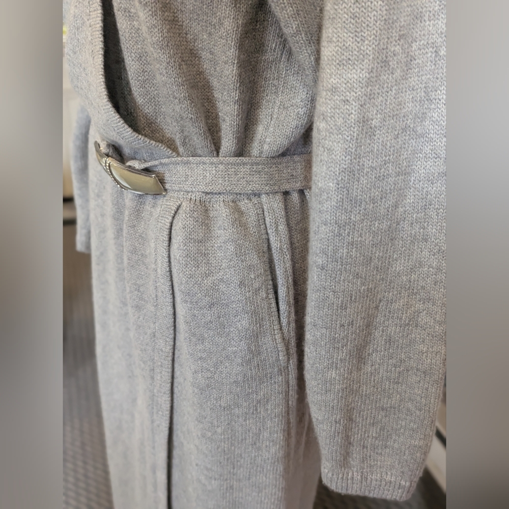 ST JOHN vintage gray sweater wrap dress sz 6 - Picture 7 of 13
